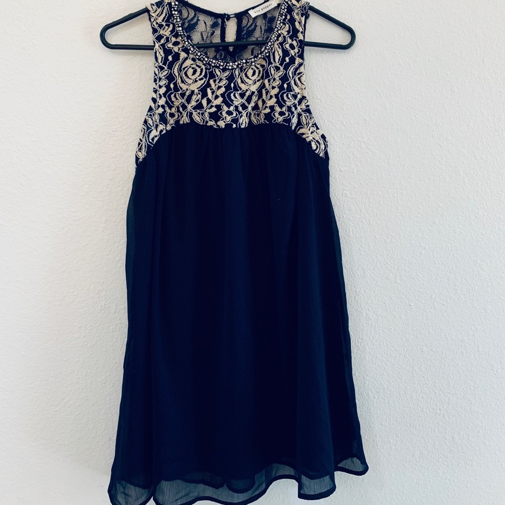 Rhinestone Navy Dress